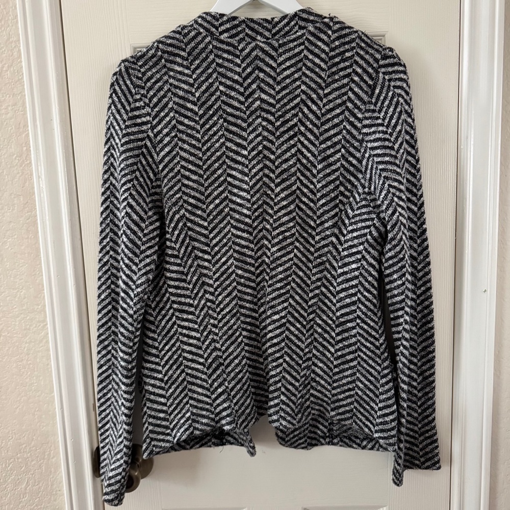 Dolan Anthropologie Black White Herringbone Open Front Jacket Blazer Size L - Picture 2 of 7